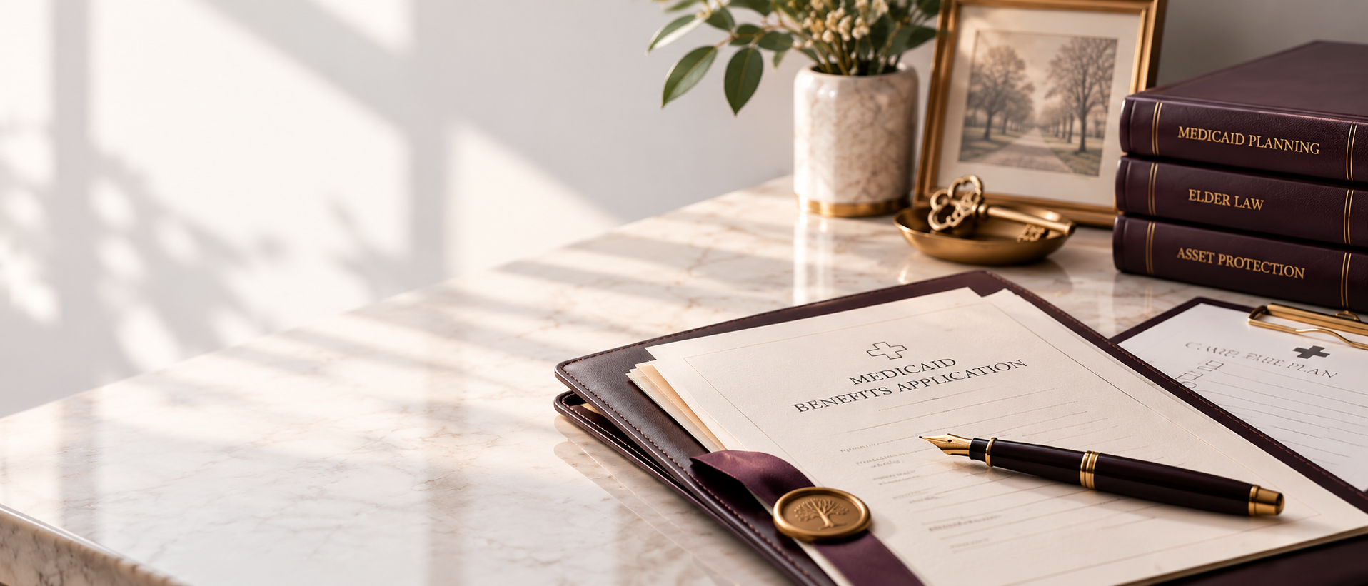 A signed legal document and pen on a desk in a law office
